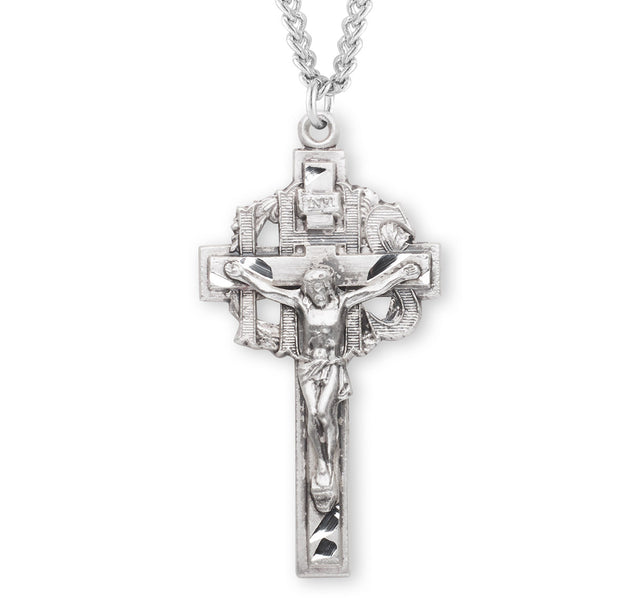 Pierced Crucifix Necklace, Sterling Silver