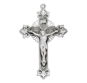 Starburst Crucifix Necklace with Fancy Tips, Sterling Silver