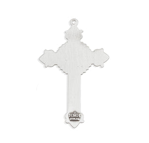 Starburst Crucifix Necklace with Fancy Tips, Sterling Silver