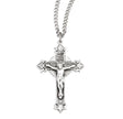 Starburst Crucifix Necklace with Fancy Tips, Sterling Silver