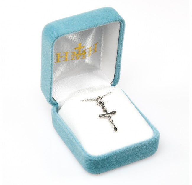 Sterling Silver Petite Crucifix Pendant with Chain for Women