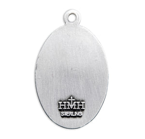 Medium Saint Christopher Oval Medal Necklace, Sterling Silver