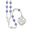 St. Joseph Chaplet, 6mm Tanzanite Swarovski Crystal Beads, Sterling Silver