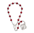 Infant Jesus of Prague Chaplet, 6mm Ruby Swarovski Crystal Beads, Sterling Silver