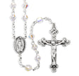 6mm Aurora Borealis Swarovski Crystal Bi-Cone Bead Rosary, Sterling Silver