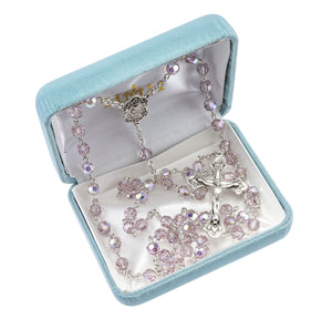 6mm Light Amethyst Swarovski Crystal Rosary, Sterling Silver