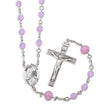 Saint Agatha Rosary, 6mm Rose Opal Swarovski Crystal, Sterling Silver
