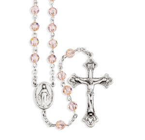 6mm Silk Swarovski Crystal Rosary, Sterling Silver