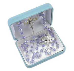 6mm Violet Swarovski Crystal Rosary, Sterling Silver
