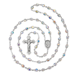 Swarovski Crystal Rosary in Sterling Silver with Baroque Crucifix