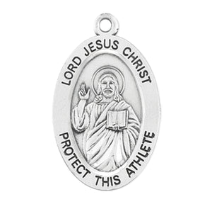 Lord Jesus Protect This Medal Necklace, Sterling Silver