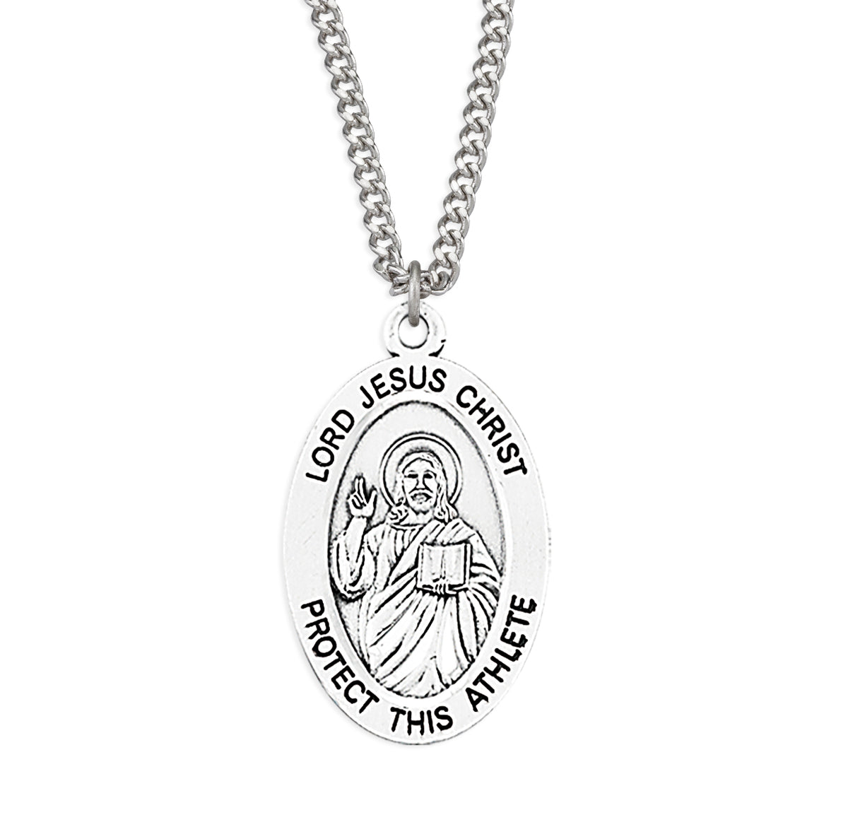 Lord Jesus Protect This Medal Necklace, Sterling Silver