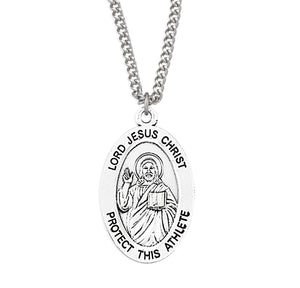 Lord Jesus Protect This Medal Necklace, Sterling Silver