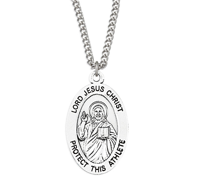 Lord Jesus Protect This Medal Necklace, Sterling Silver