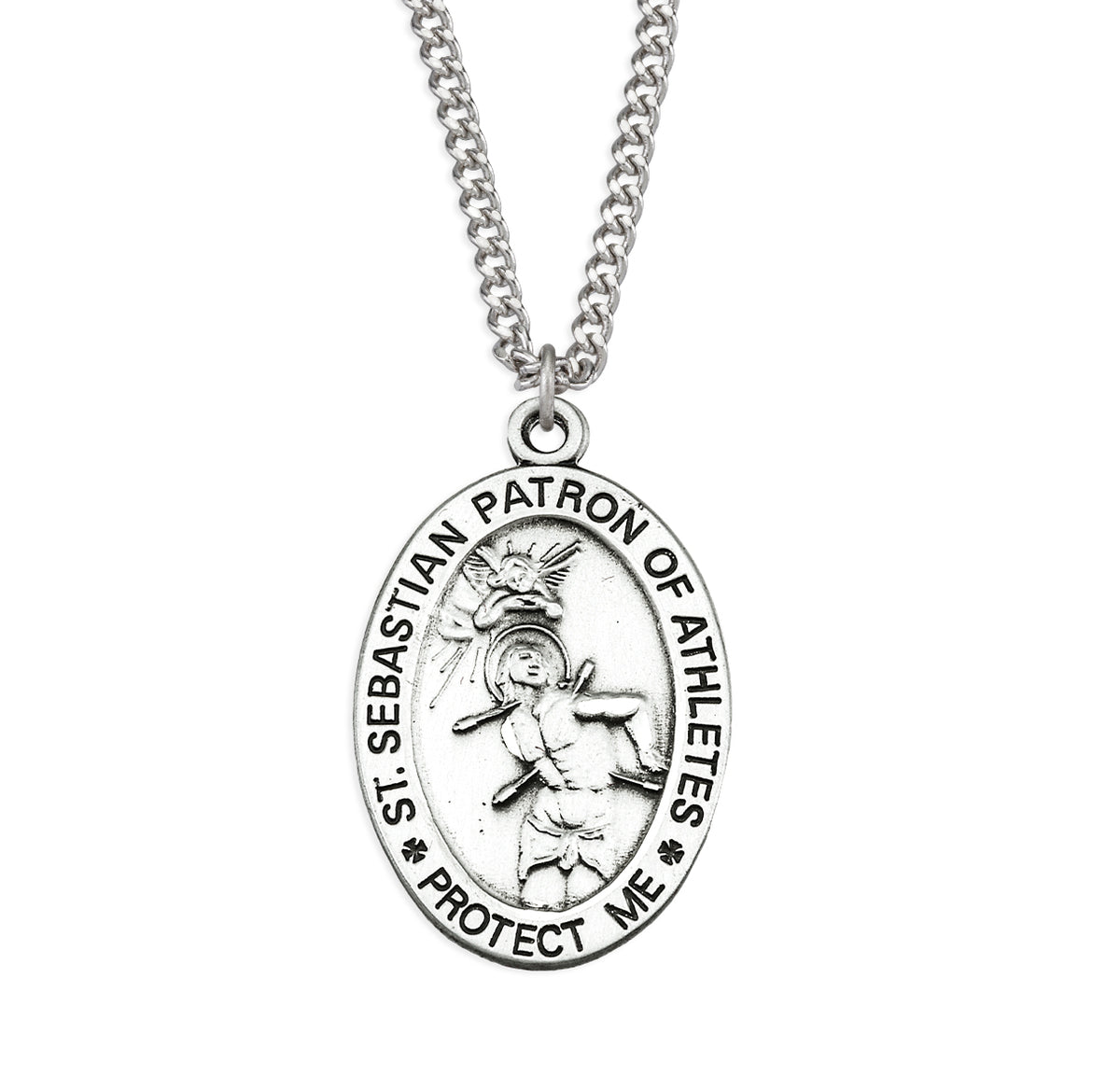 Saint Sebastian Protect This Medal Necklace, Sterling Silver