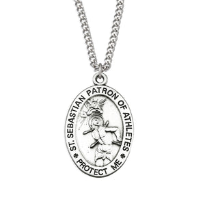 Saint Sebastian Protect This Medal Necklace, Sterling Silver