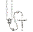 7mm Czech Aurora Crystal Bead with Double Capped O.F. Bead Rosary, Sterling Silver