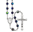 7mm Garnet Czech Crystal Bead with Double Capped O.F. Bead Rosary, Sterling Silver