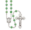 6mm Genuine Aventurine Rosary, Sterling Silver