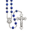 6mm Genuine Lapis Rosary, Sterling Silver