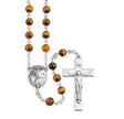 6mm Genuine Tiger Eye Rosary, Sterling Silver