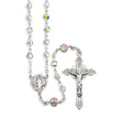 5mm Swarovski Crystal Rosary with Rose Bud Our Father Beads, Sterling Silver