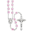 6mm Light Rose Swarovski Crystal Butterfly Bead Rosary, Sterling Silver