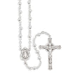 4mm High Polished Sterling Silver Bead Rosary with Miraculous Medal Center