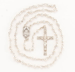 All Sterling Silver Rosary, Smooth Round 4mm Beads