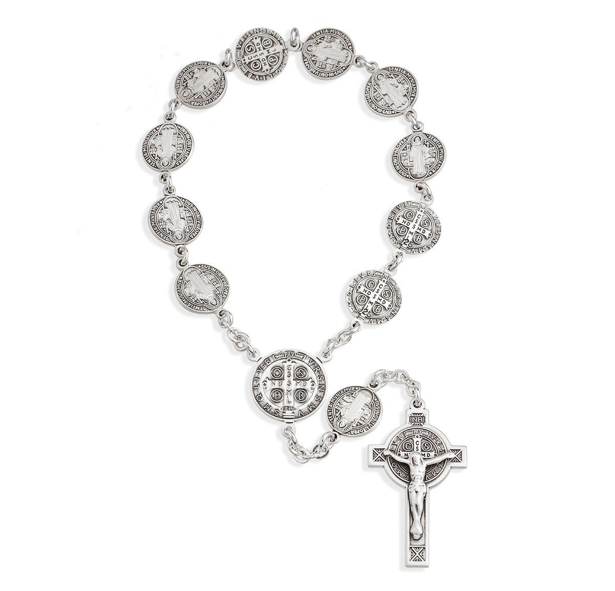 Saint Benedict Single Decade Rosary, Sterling Silver