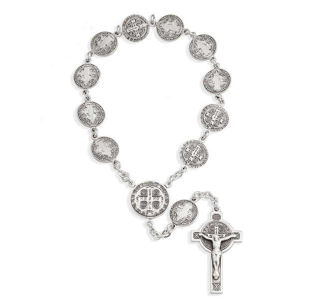 Saint Benedict Single Decade Rosary, Sterling Silver