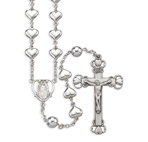 Heart Shape Rosary with 8mm Sterling Silver Beads