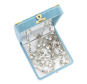 Heart Shape Rosary with 8mm Sterling Silver Beads