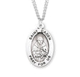 Saint Caden Oval Medal Necklace, Sterling Silver