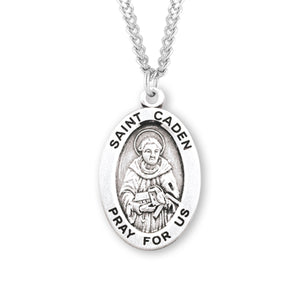 Saint Caden Oval Medal Necklace, Sterling Silver