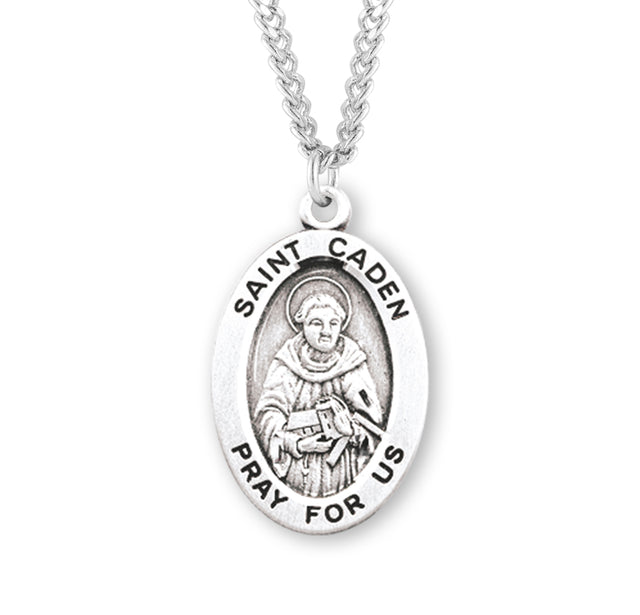 Saint Caden Oval Medal Necklace, Sterling Silver