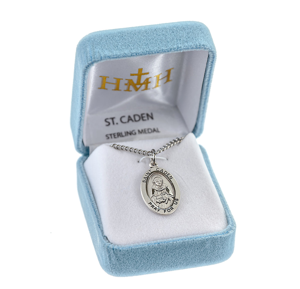 Saint Caden Oval Medal Necklace, Sterling Silver