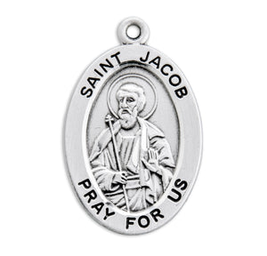 Medium Saint Jacob Oval Medal Necklace, Sterling Silver
