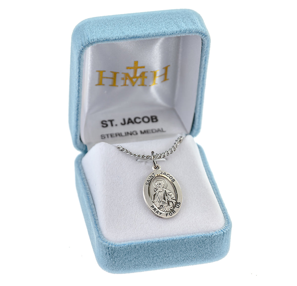 Medium Saint Jacob Oval Medal Necklace, Sterling Silver