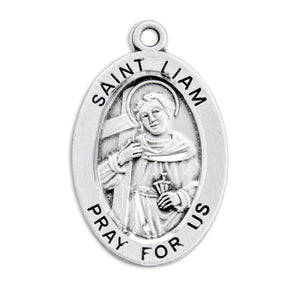 Medium Saint Liam Oval Medal Necklace, Sterling Silver
