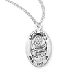 Saint Noah Oval Medal Necklace, Sterling Silver