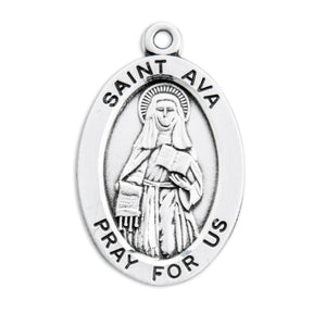 Saint Ava Oval Medal Necklace, Sterling Silver