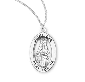 Saint Ava Oval Medal Necklace, Sterling Silver