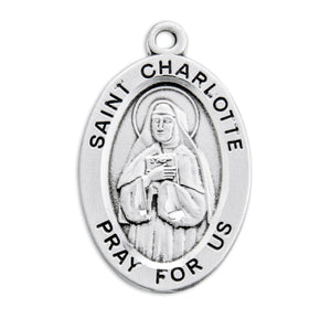 Saint Charlotte Oval Medal Necklace, Sterling Silver
