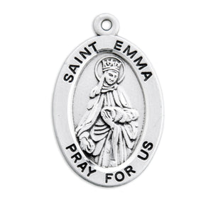 Saint Emma Oval Medal Necklace, Sterling Silver