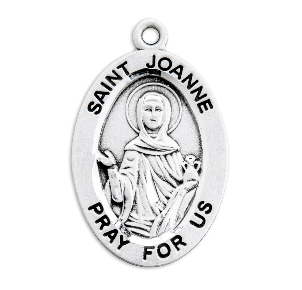 Saint Joanne Oval Medal Necklace, Sterling Silver