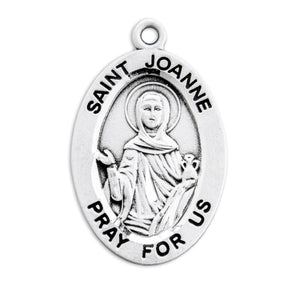 Saint Joanne Oval Medal Necklace, Sterling Silver