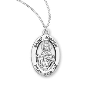 Saint Joanne Oval Medal Necklace, Sterling Silver