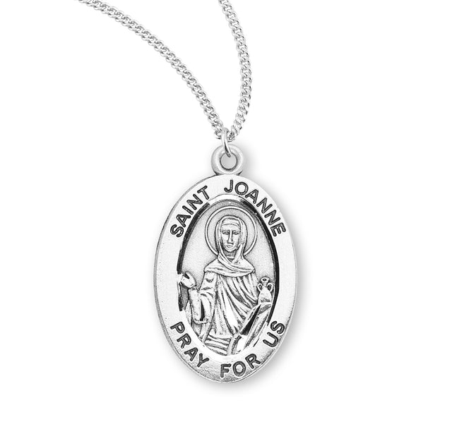 Saint Joanne Oval Medal Necklace, Sterling Silver