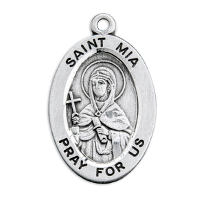 Saint Mia Oval Medal Necklace, Sterling Silver